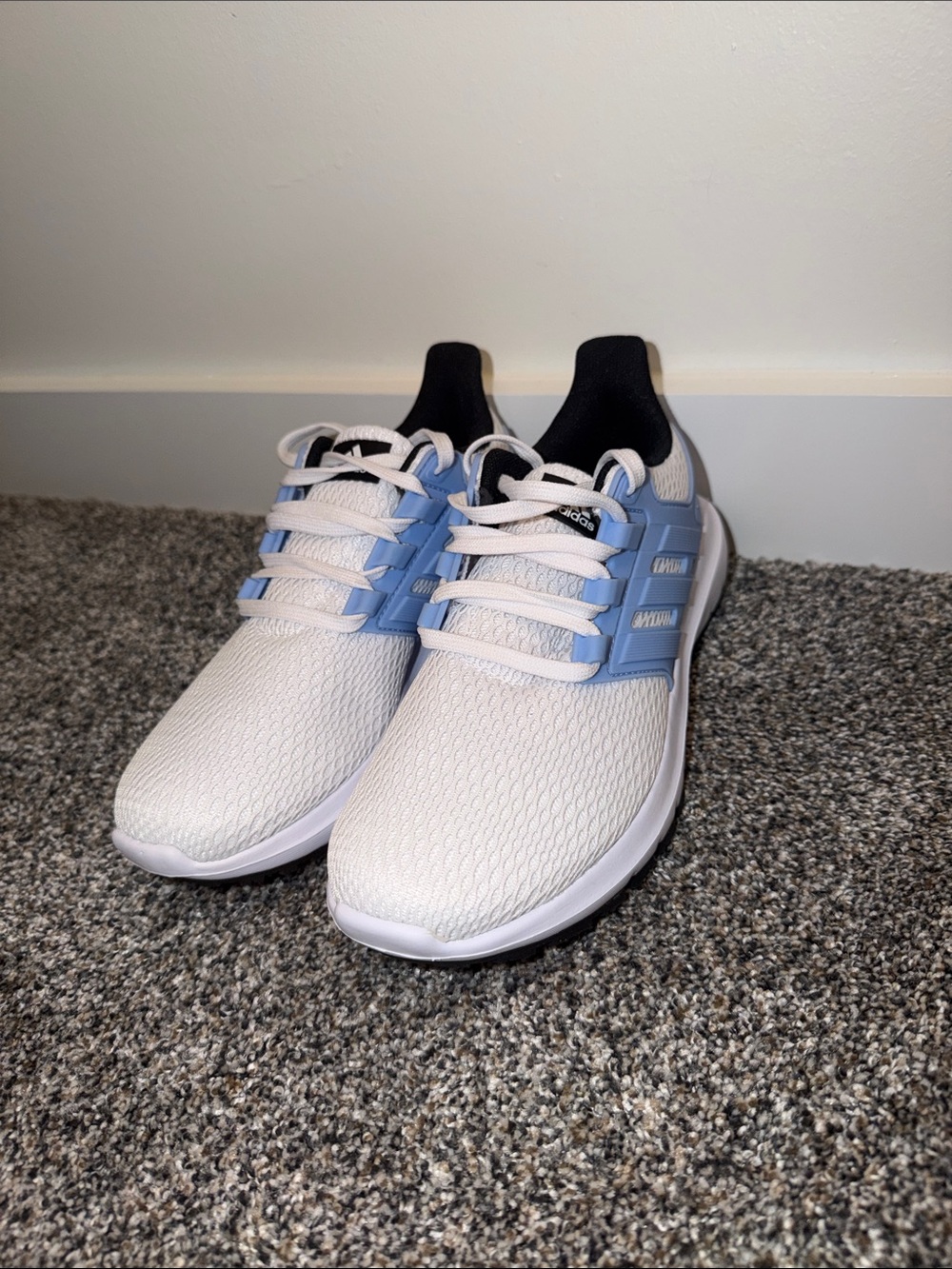 adidas Women's White and Light Blue Lace-Up Athletic Sneakers